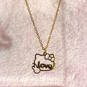 Peace & Love Hello Kitty Gold Stainless Steel Necklace